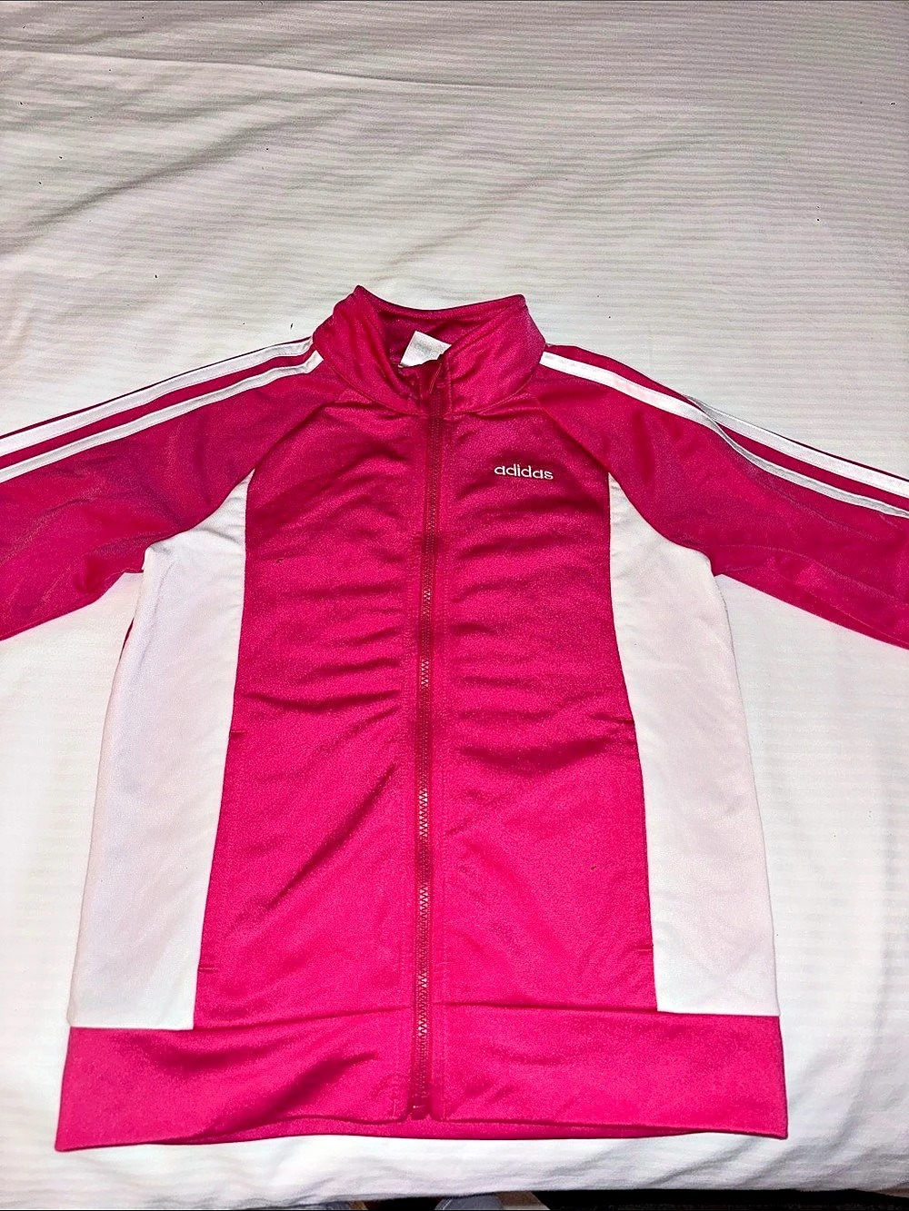 adidas Color Block Track Jacket Pink & White Small
